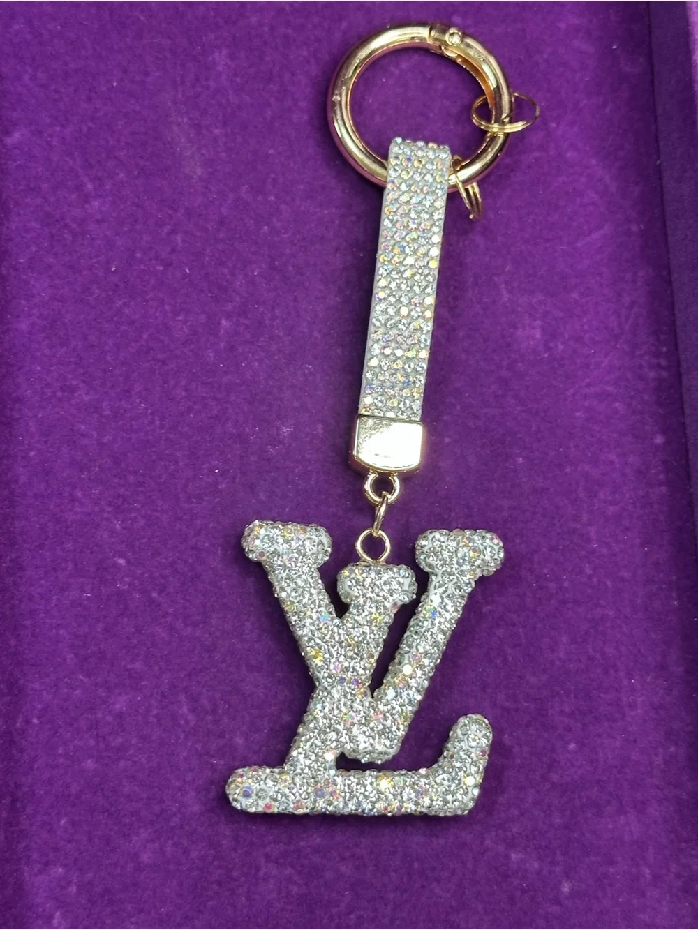 Sparkle interlocking bling bag charm keyring
